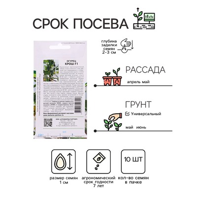 Семена Огурец партенокарпический "Крош", F1, 10 шт