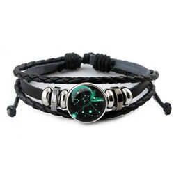 BS261-04 Светящийся кожаный браслет Знаки Зодиака - Стрелец