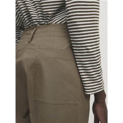 Pantalón popelín tiro bajo