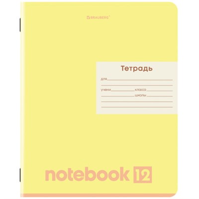 Тетрадь 12 л. BRAUBERG линия, обложка картон, МОНОХРОМ, 107283