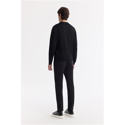 Черный поло яка кнопка Rayon Knitwear Cardigan
