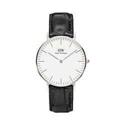 Reloj de cuarzo de piel Classic Reading - Negro y plateado