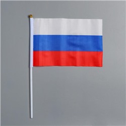 Флаг России, 14×21 см, шток 30 см, полиэфирный шёлк