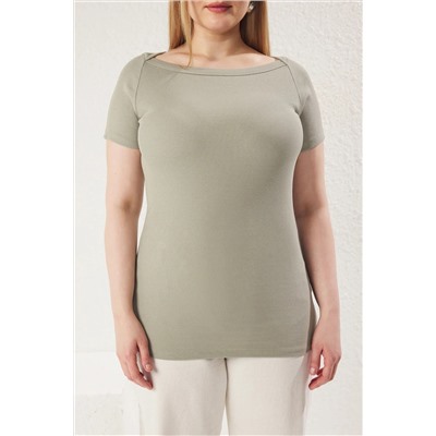 Мята, установленная на лодке воротник, рыцарь, вязание Big Size Blouse TBBSS25AF00047