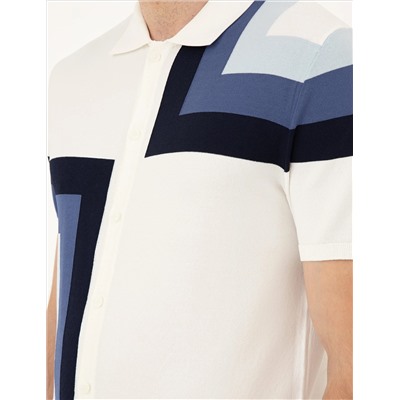 Кнопка Ecru Slim Fit с Polo Yaka Knitwear T -Fork