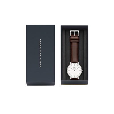 Reloj de cuarzo de piel Classic Bristol - Marrón y plateado