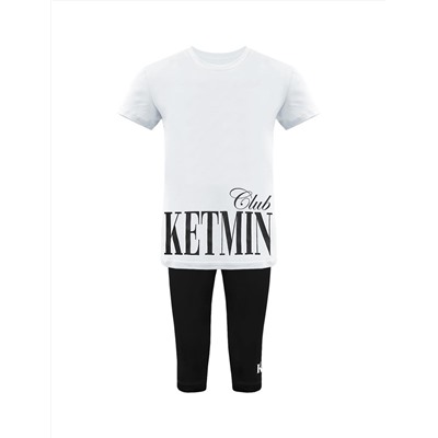 Костюм для девочки KETMIN ЗЕФИР цв.Белый/Чёрный (Футболка/Бриджи)