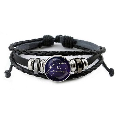 BSK-0323 Кожаный браслет Знаки Зодиака - Рыбы
