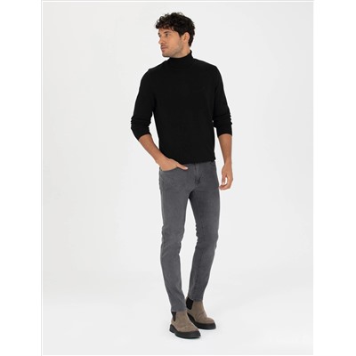 Black Slim Fit Fisherman воротниц Основной вязаный свитер
