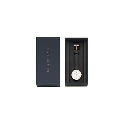 Reloj de cuarzo de piel Sheffield 32 mm - Negro y rosa dorado
