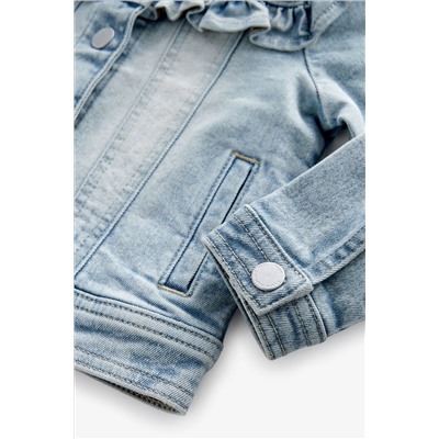 Mid Blue Frill Shoulder Denim Jacket (3-16yrs)