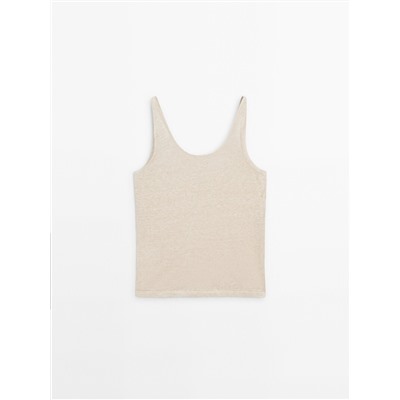 100% linen melange top