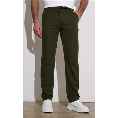Брюки лен F111-0855 khaki