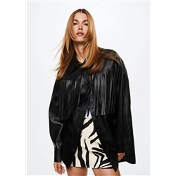 Chaqueta flecos efecto piel -  Mujer | MANGO OUTLET España