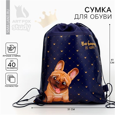 Мешок для обуви «Мопсик» полиэстер, размер 30×40 см