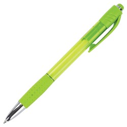 Ручка шариковая автоматическая с грипом BRAUBERG SUPER, СИНЯЯ, корпус зеленый, пишущий узел 0,7 мм, линия письма 0,35 мм, 143370
