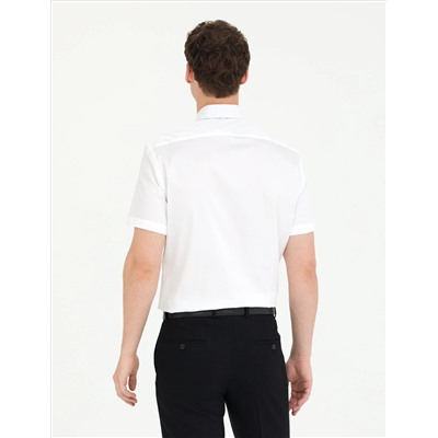 Классическая рубашка с коротким рукавом из белого Slim Fit