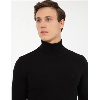 Black Slim Fit Fisherman воротниц Основной вязаный свитер