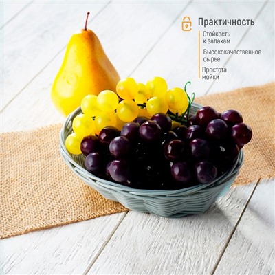 Корзинка для фруктов и хлеба Доляна «Плуг», 18×13×5 см, пластик, плетёная, серая
