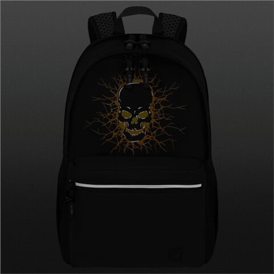 Рюкзак BRAUBERG FASHION CITY универсальный, 2 отделения, Skull, черный, 46х31х15 см, 272572