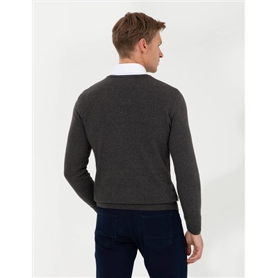Серый меландж Slim Fit v Yaka Basic Knitwear Kazakh