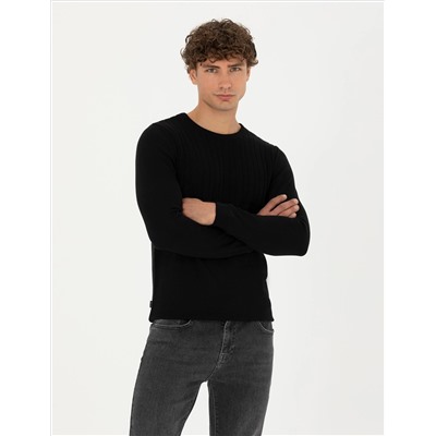 Black Slim Fit Bike Yaka Knitwear свитер