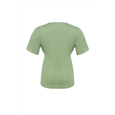 Dark Mint Cruve Binding Детальная вязаная блузка TBBSS23AH00126
