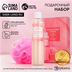 Подарочный набор «Моменты нежности», гель для душа 250 мл и мочалка для тела, Чистое счастье