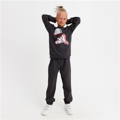 Комплект детский (свитшот, брюки) MINAKU: Casual Collection, цвет антрацит, рост 128 см