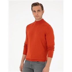 Оранжевый Slim Fit Half Fisherman воротник базовый вязаный свитер