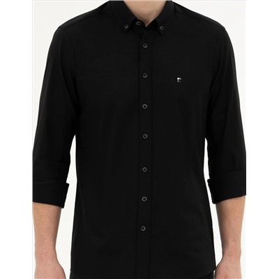 Black Slim Fit рубашка с длинным рукавом