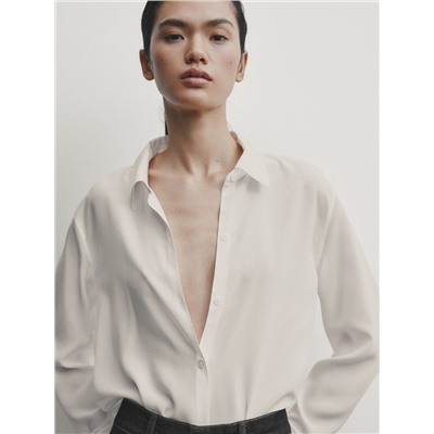 Camisa fluida crepe 100% seda