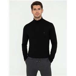 Black Slim Fit Fisherman воротниц Основной вязаный свитер