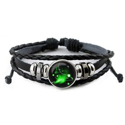 BS261-06 Светящийся кожаный браслет Знаки Зодиака - Овен