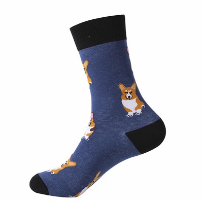 Носки р.35-40 "Cute Animals" Корги Синие