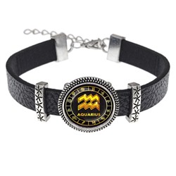 BSK2-0034 Кожаный браслет Знаки Зодиака - Водолей