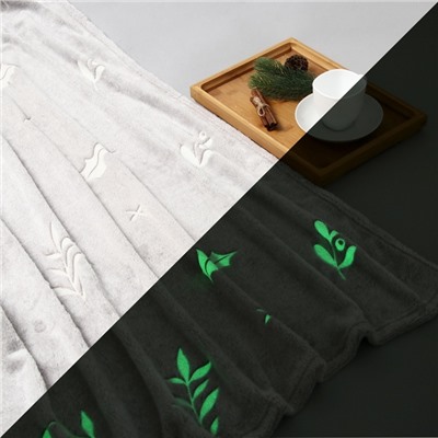 Плед светящийся в темноте "Этель" Twigs 150*200 см,100% п/э, корал-флис, 220 гр/м2
