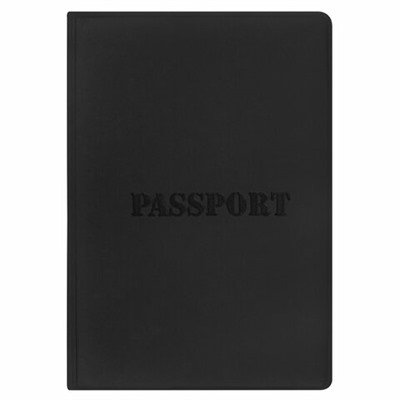 Обложка для паспорта, мягкий полиуретан, "PASSPORT", черная, STAFF, 238407