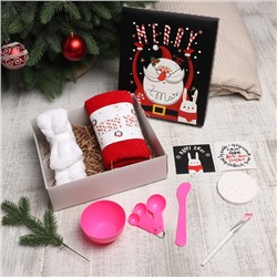 Набор подарочный новогодний "Merry x-mas" полотенце и аксессуары (7 предметов)