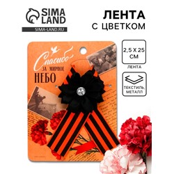 Георгиевская лента на 9 мая «Спасибо за мирное небо», 10.5×14 см