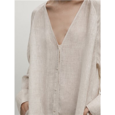 100% linen maxi oversize blouse