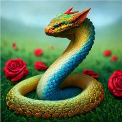Алмазная мозаика/ подрамник/ полная выкладка/ круглые стразы/ 20х30 см/ арт.ZSH00076 ЗМЕЯ