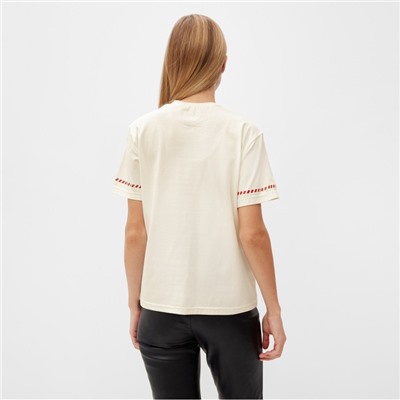Футболка женская с красным кантом  Basic line цвет молочный, р-р 52