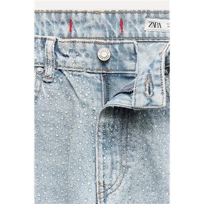 JEANS ZW COLLECTION WIDE LEG TIRO ALTO BRILLOS