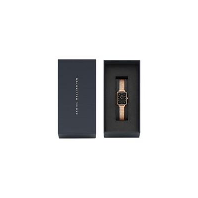 Reloj de cuarzo de acero Quadro 20 x 26 mm - Rosa dorado y negro