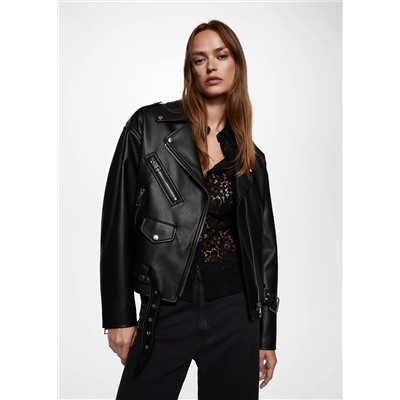 Cazadora biker cremalleras -  Mujer | MANGO OUTLET España