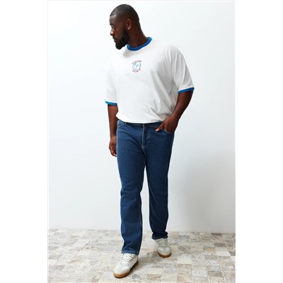 Navy Blue Slim Fit Гибкая ткань Большой размер джинсы джинсы tmnss24cj00000