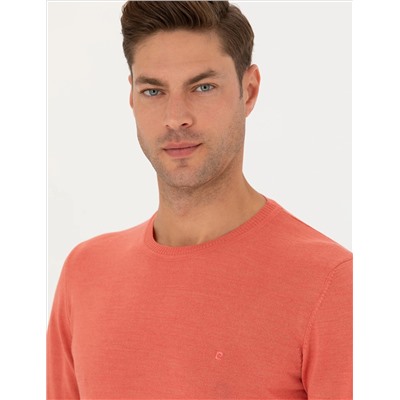 Лосось Slim Fit Bicycle Neck Sheam Смешанный базовый вязаный свитер