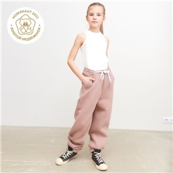 Брюки для девочки MINAKU: Basic Line KIDS, тёмно-бежевые, рост 134 см