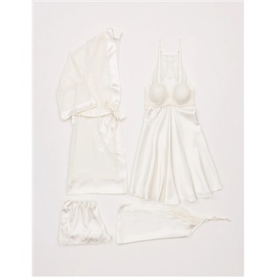 Ekru Satin 4 Piece Dowry Set